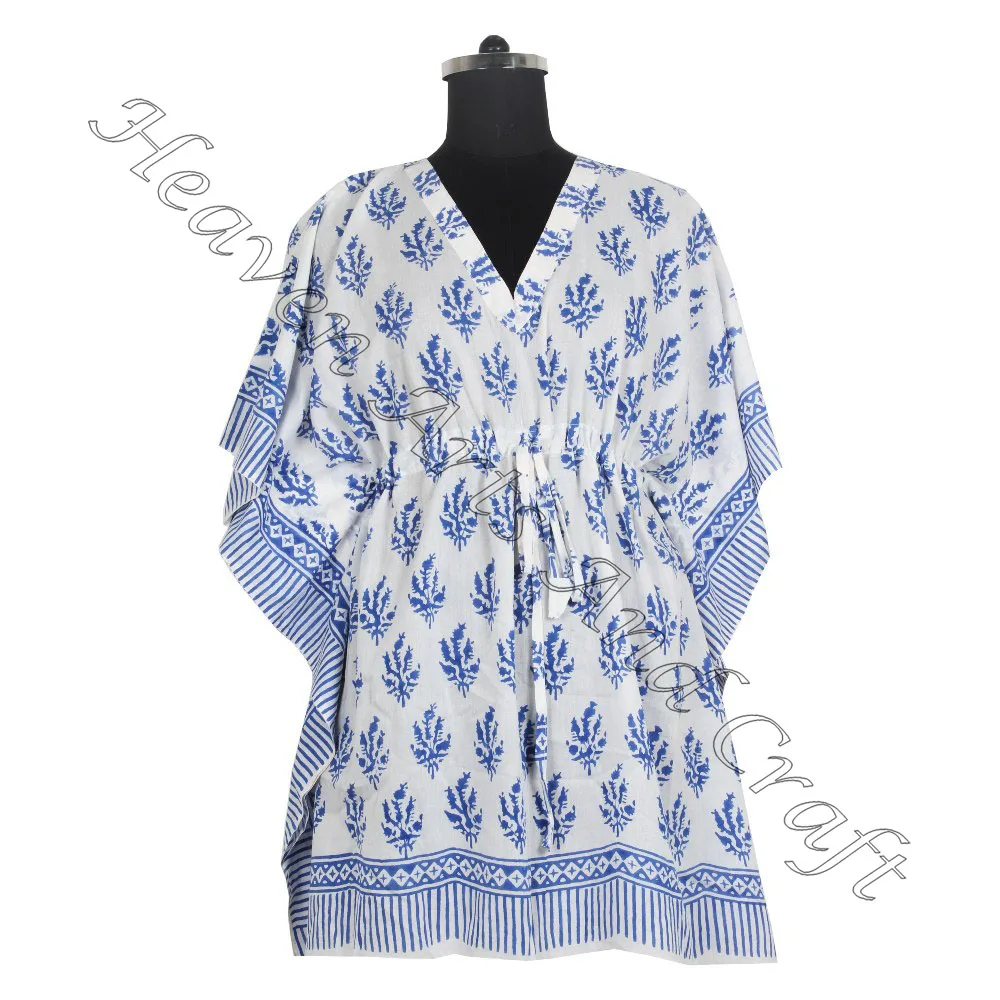 New 100% Cotton Party Wear Casual Dress Office Wear Hand Block Print Muslim Dress Clothes Women Short Kaftan Best Gift for Her