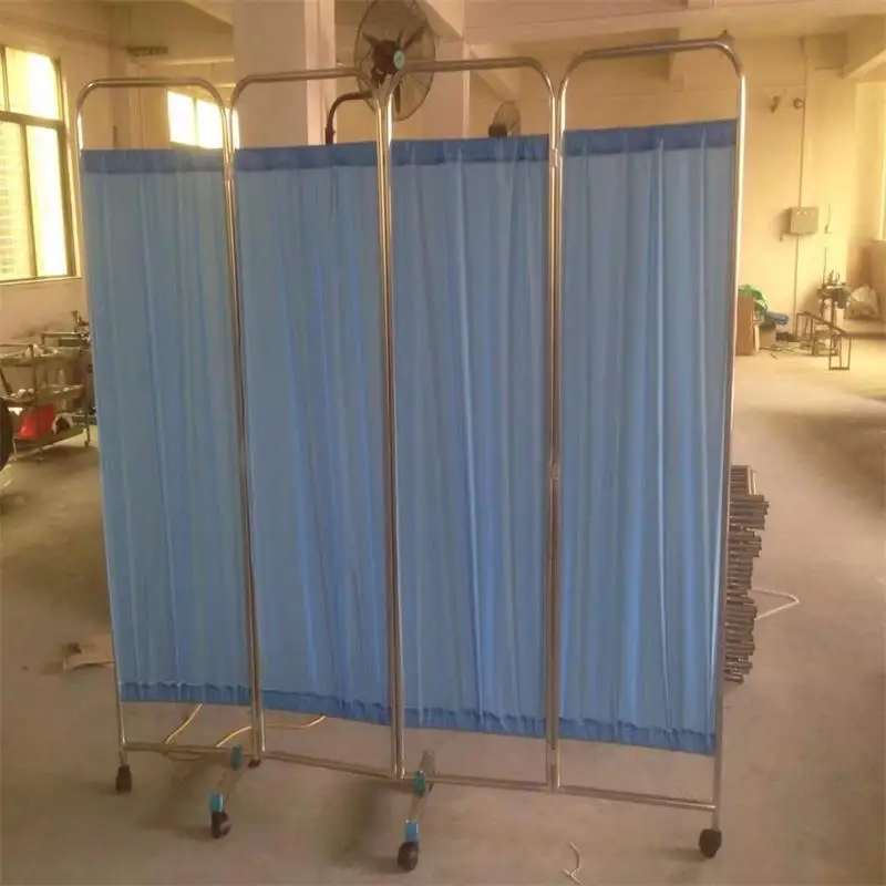 MN-PF001 Factory supply stainless steel medical screen with 4 fold ward screen for hospital or clinic