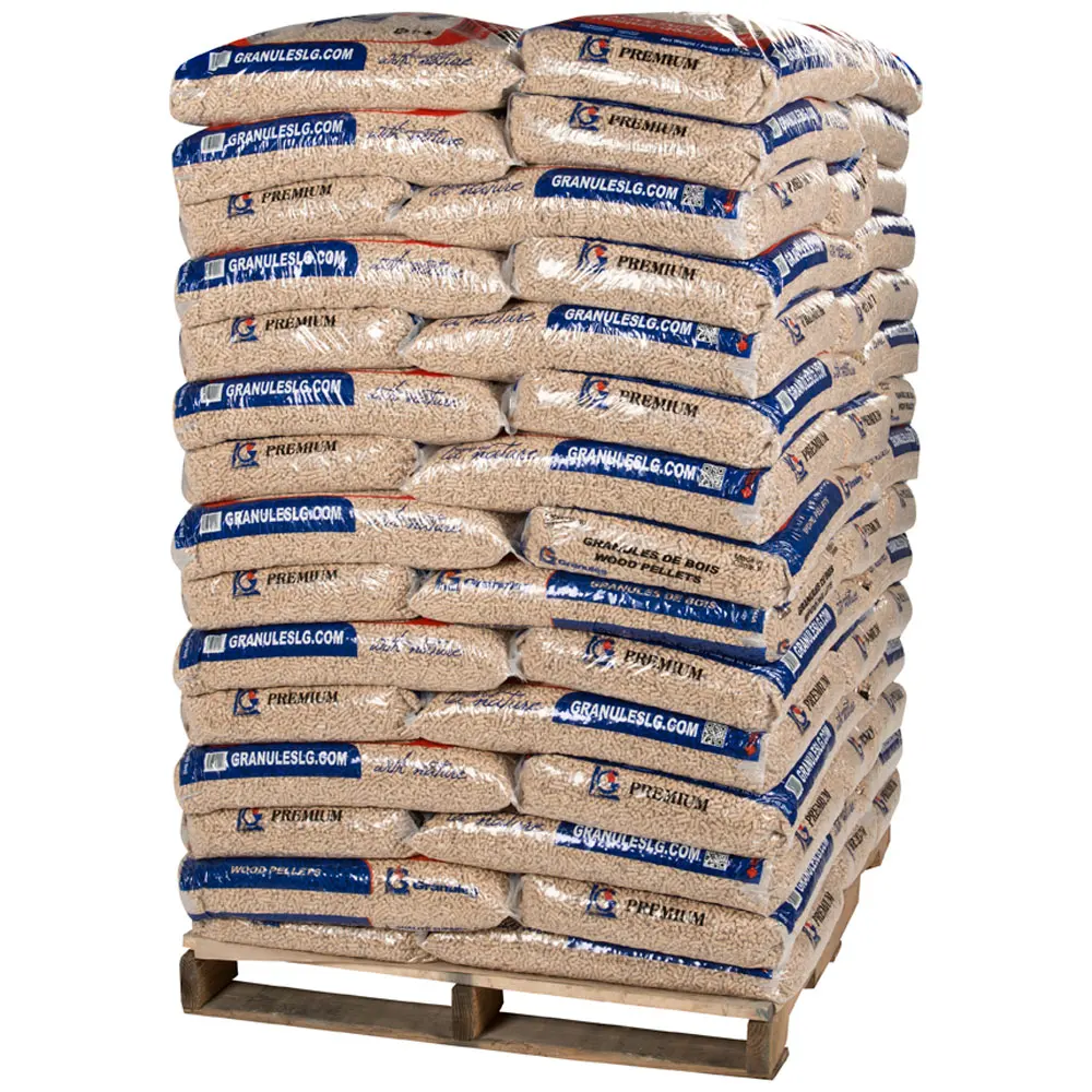 DIN Premium Wood Pellets in 15kg Bags EN Plus A1class A1 Pine Wood 6mm Cooking Stick  Shape Heating Ash Place
