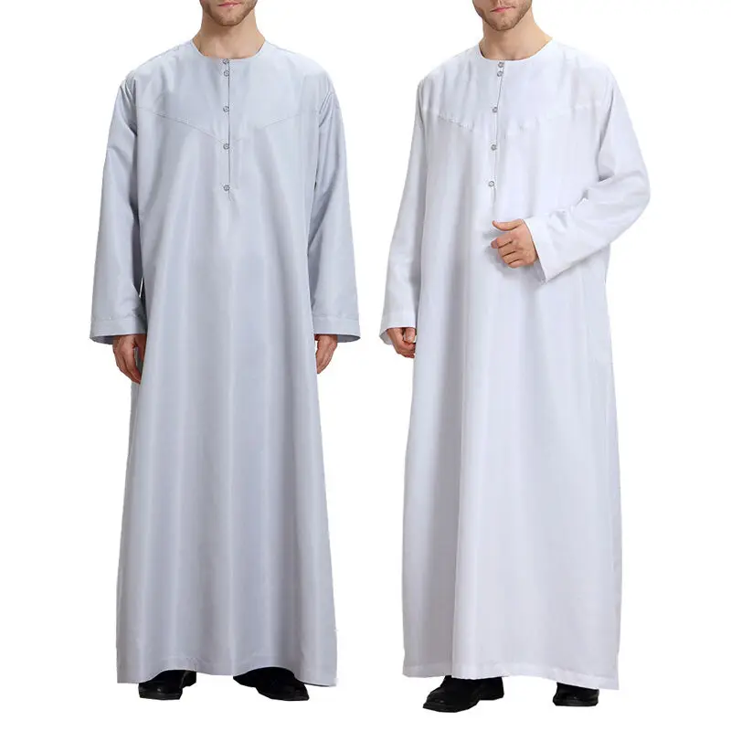 Hot Selling Islamic Clothing Long Sleeve Men Thobe Arab Jubba Zipper Jubba Muslim Saudi Arab Daffah Dubai Thobe For Men 2023