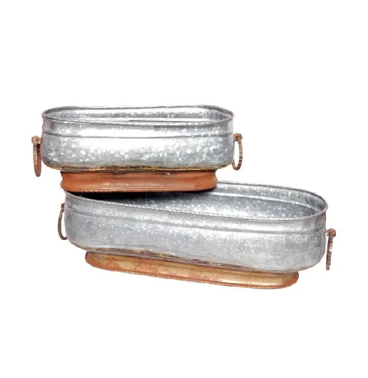 Modern large outdoor Galvanized homes hotels malls offices airports garden planter flower plant trough boxes pots & planters