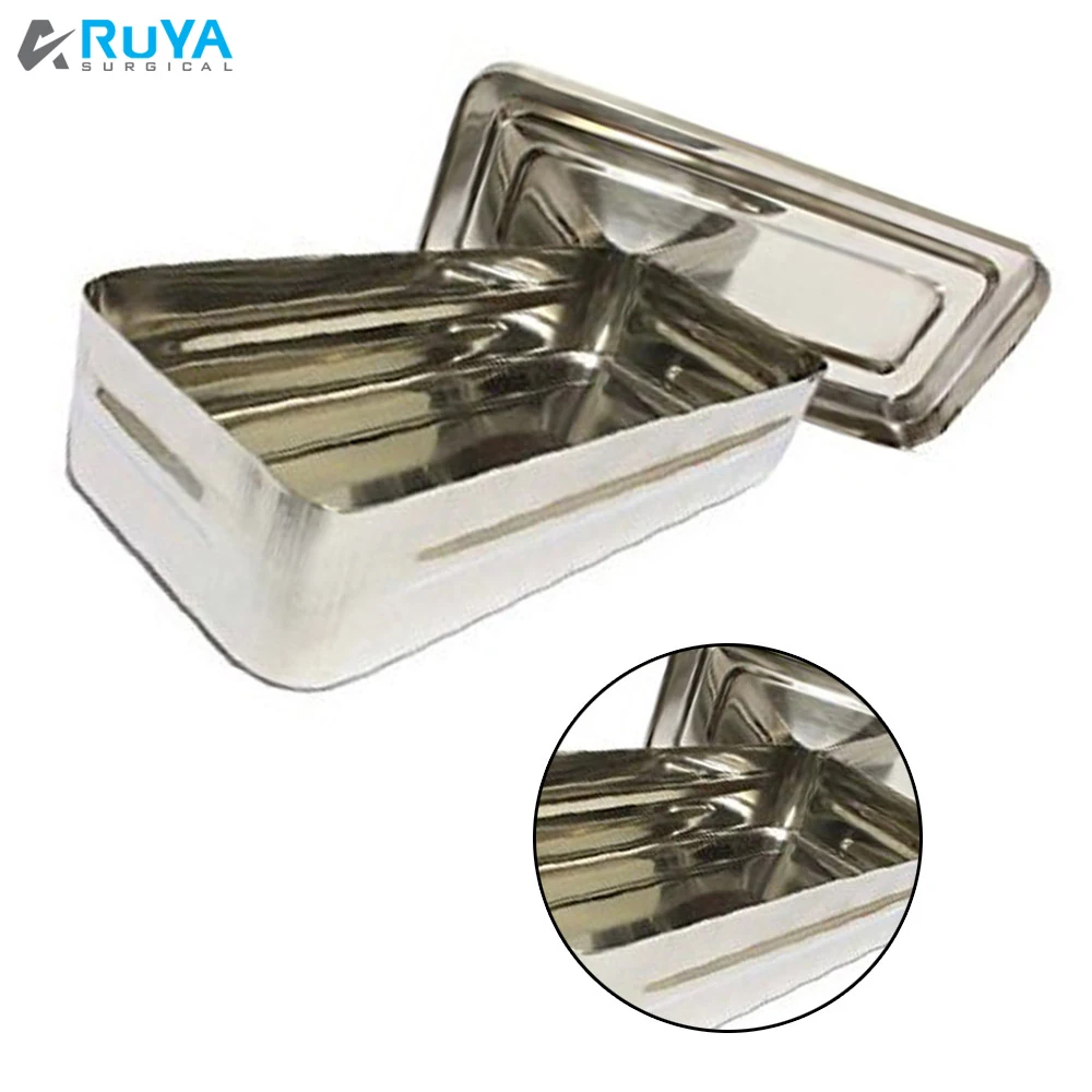 Hospital Stainless Steel Mixing Medicine Hollow Ware Utensils Surgical Reusable Kidney Instruments Dish Tray With Lid CE ISO PK