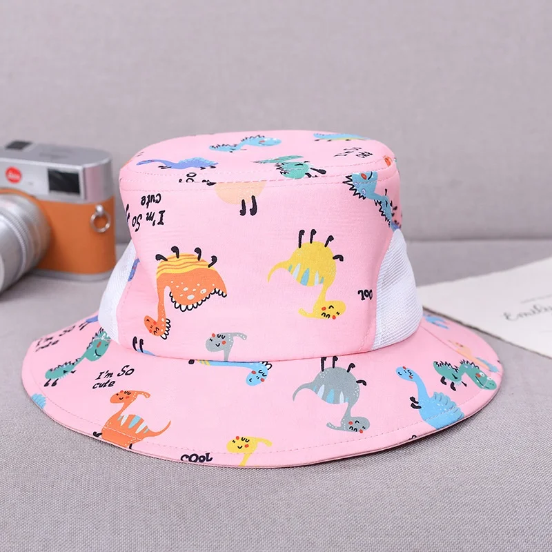 Outdoor Beach Sun Cap Kids Cotton Printing LOGO Plain Fisherman Hat Custom Embroidery Bulk kids Bucket Hat