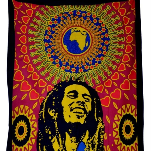 Bob Marley One World Poster Psychedelic Indian Gypsy Bohemian Multi colour Wall Hanging Ethnic Decorative Tapestries Home Dorm
