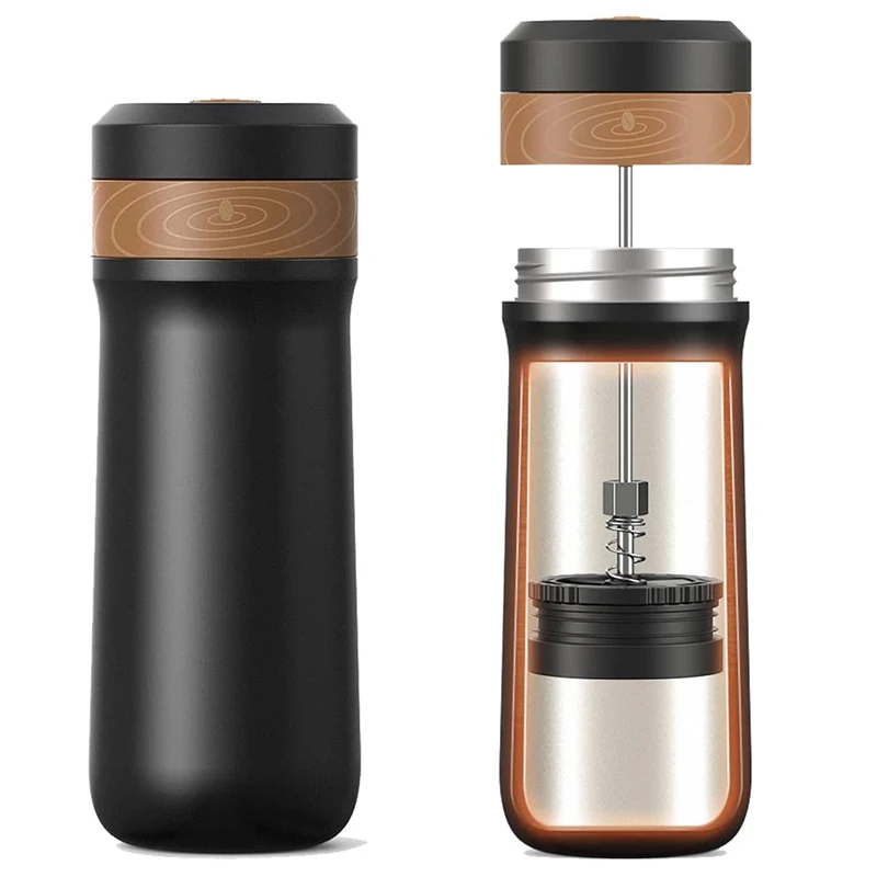 Portable Car-Go Vacuum Insulated Bottle French Press thermos Travel French Coffee Maker With Unique Filter