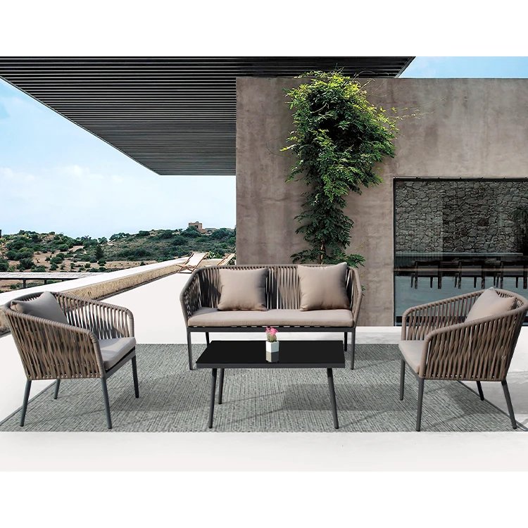 Morden Patio Villa Rope Sofa Set Outdoor Aluminum All Weather Garden Furniture