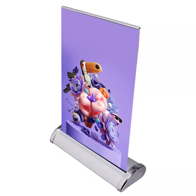 Factory Price Custom A4 Mini Table Top Roll up Display Banner Portable Aluminum Banner Stand for Advertising and Promotion