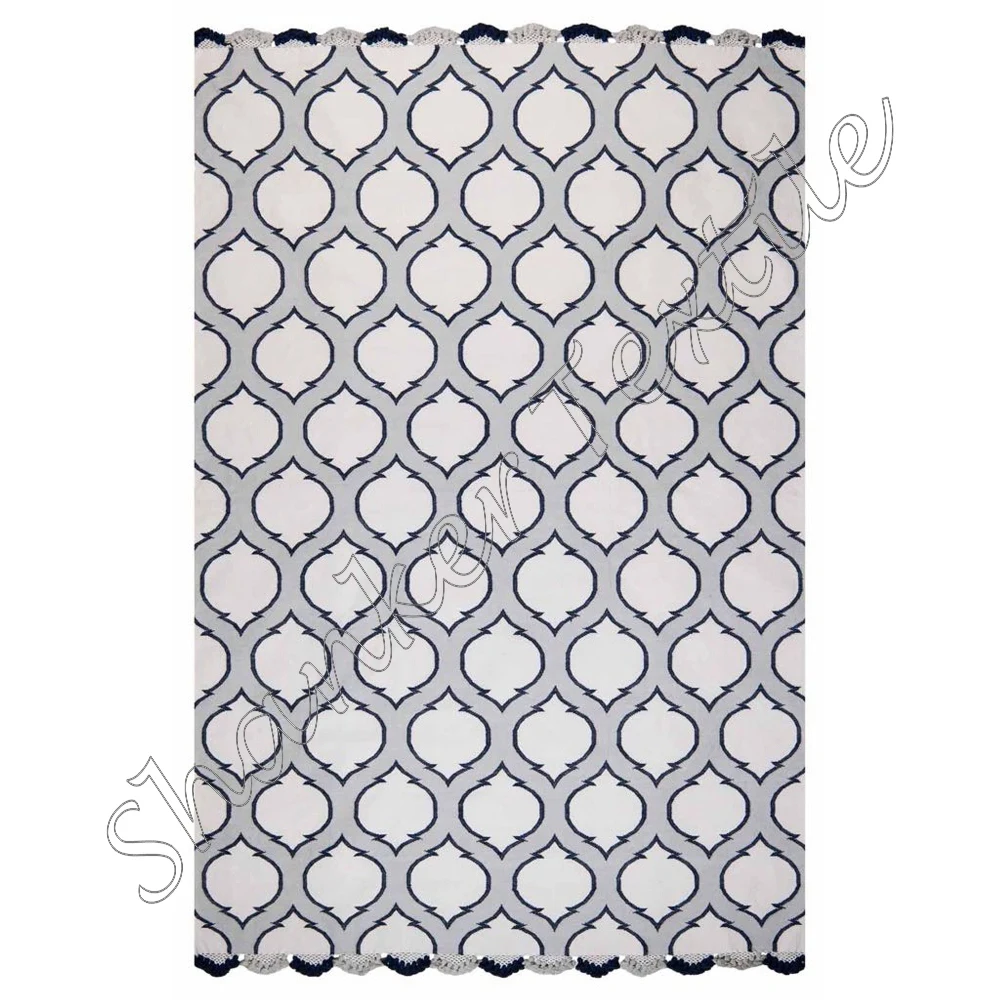 Cotton Boho Throw Rug Luxury Hand Knotted Rugs Living Room Carpet Vintage Moroccan Rugs Made In India