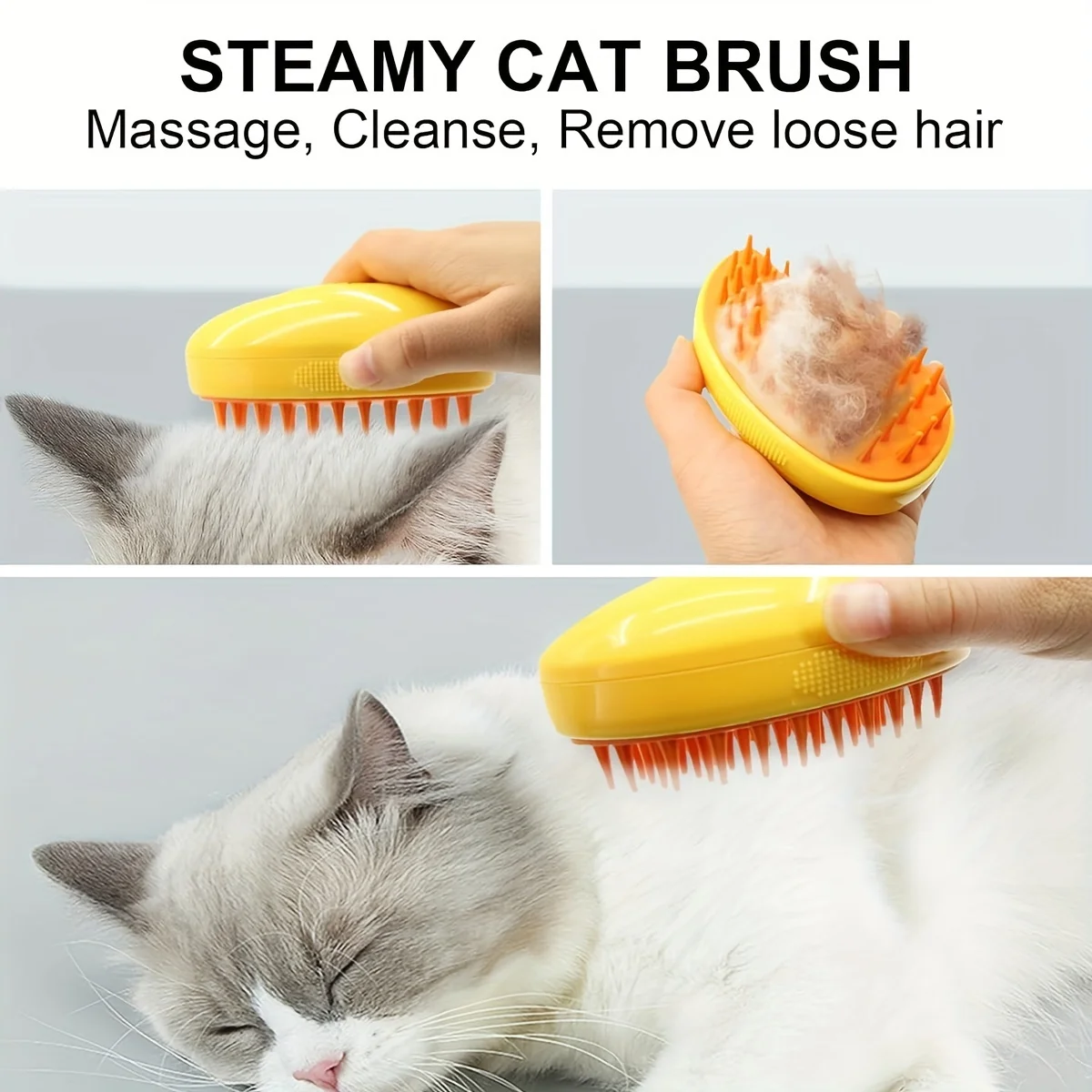 Cat Steam Brush Pet Brush with Release Button Cat Grooming Tools Self Cleaning Dog Cleaning Brush Cat Products