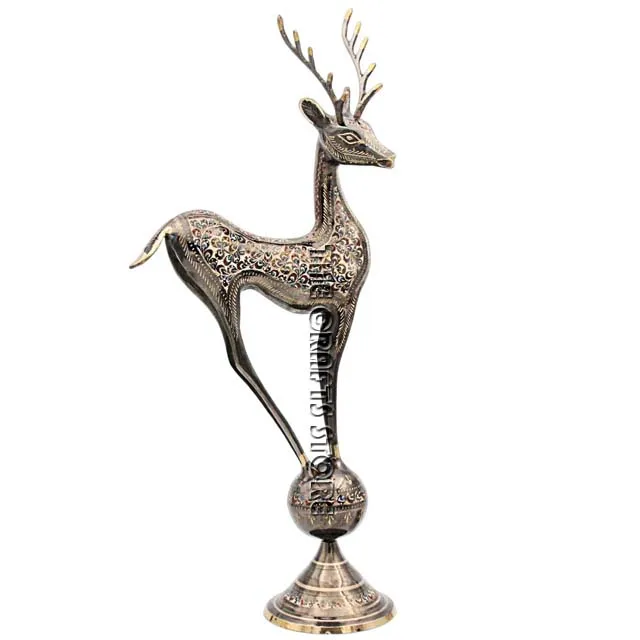 Best Quality Hand Crafted Brass Deer On Ornate Ball 50 cm  Artistic Handicrafts Pakistan Brass Handicrafts Stunning Brass Handic