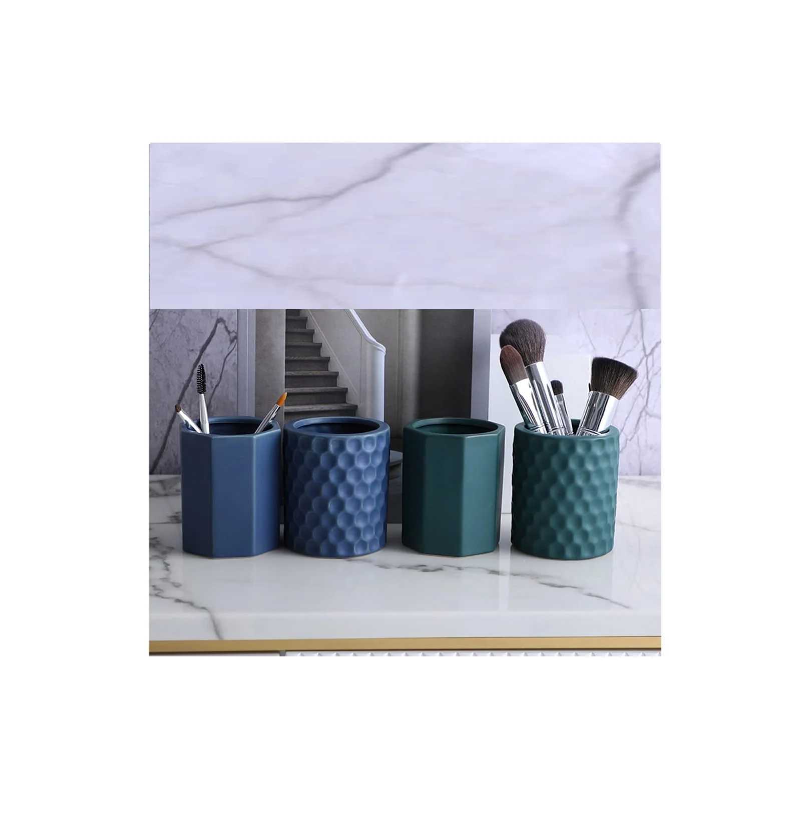 Customized logo ceramic pen and card holder office desk pencil holder pens holder for Office Stationery for different size