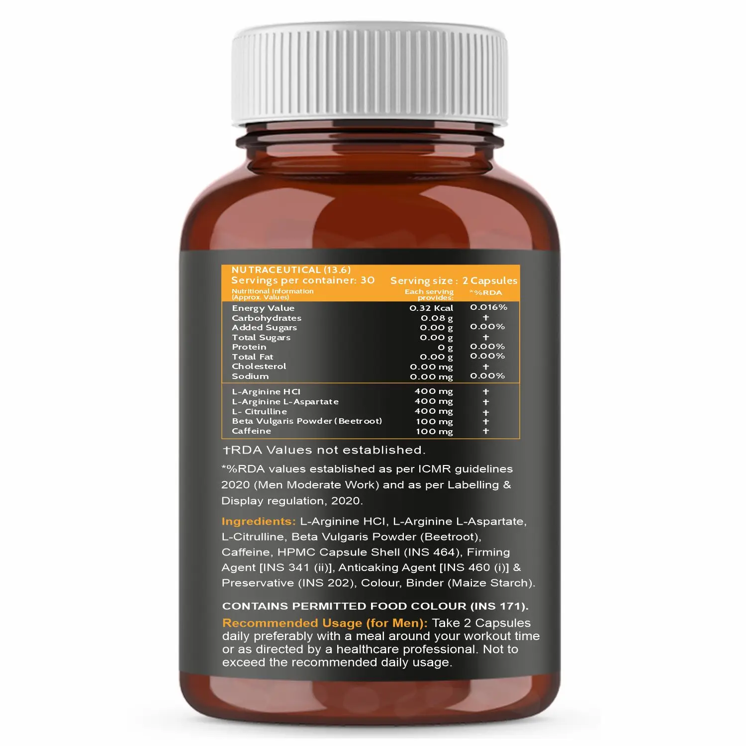 Nitric Oxide Booster Supplement 1400mg with L-Arginine HCL, AAKG, L Citrulline Malate, Beet Root Extract & Caffeine