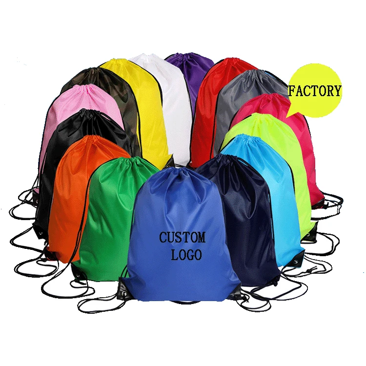 Wholesale Stock Promotional Drawstring Bag Sport Gym String Backpack Bag Acceptable Logo Printing