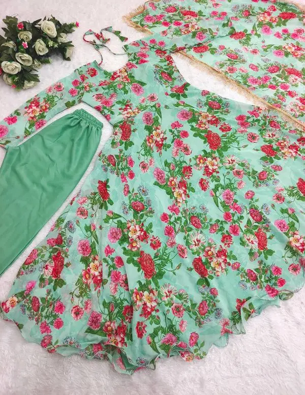 Индийское длинное платье и комплект из джоржета с цифровой печатью