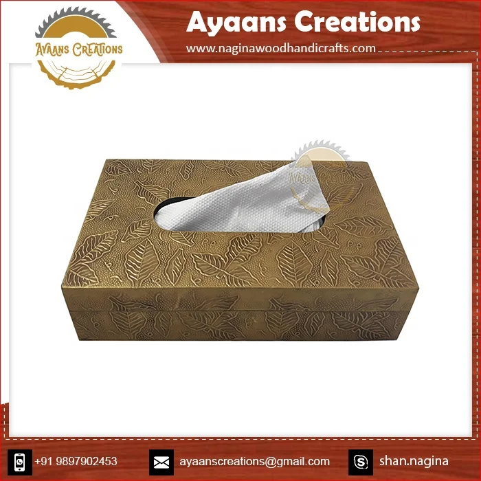 Tissue Box Wooden handcrafted 8X5X2cm Sized Natural Wood Made Tissue Box With Premium Looking Velvet Interior wooden (AC 9622)