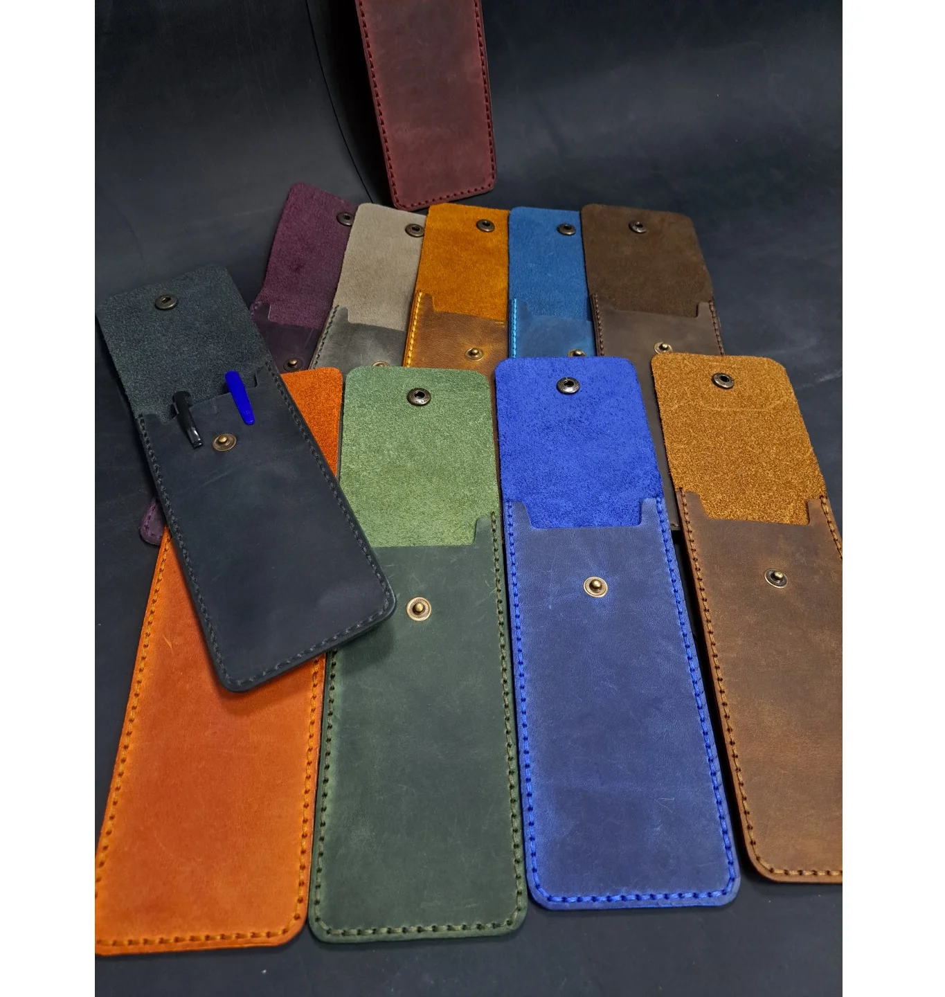 Soft Leather Pencil Case Made in Turkey Colorful School Pen Case Bag