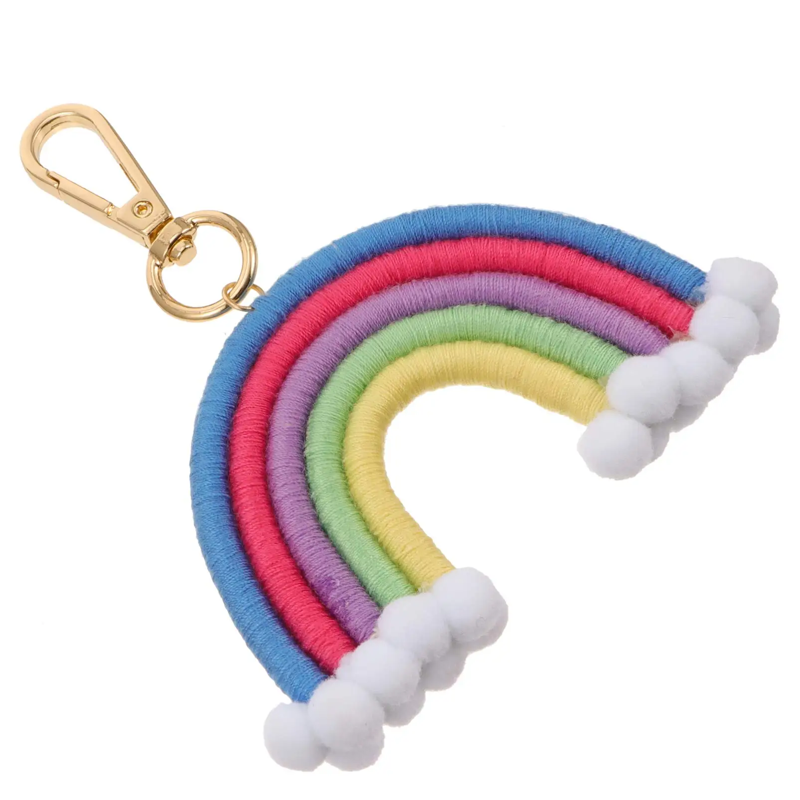 New Design Macrame Rainbow Shaped Keychain Art Boho Macrame Keyring Accessory Tassel Keychain