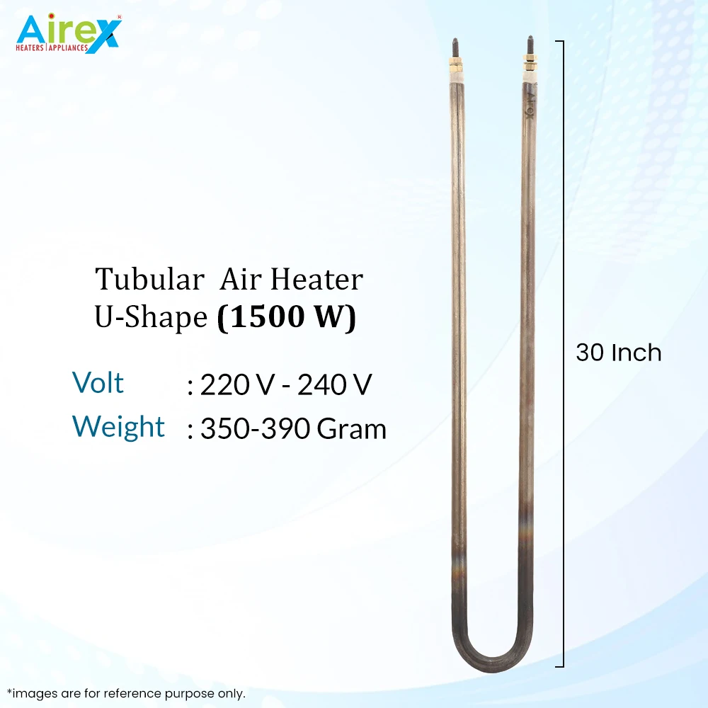 Airex 30-Inch U-Shape Tubular Air Heater Element 1500 Watt for Industrial Ovens Hot Case Griller Machine Electric 220V Voltage