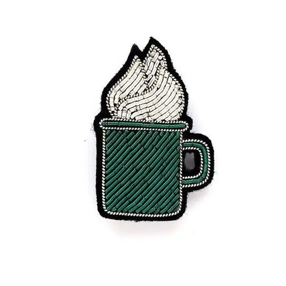 new French hand embroidery bullion wire brooch HAND  fashion brooch custom made jacket patches whisky bottle pin