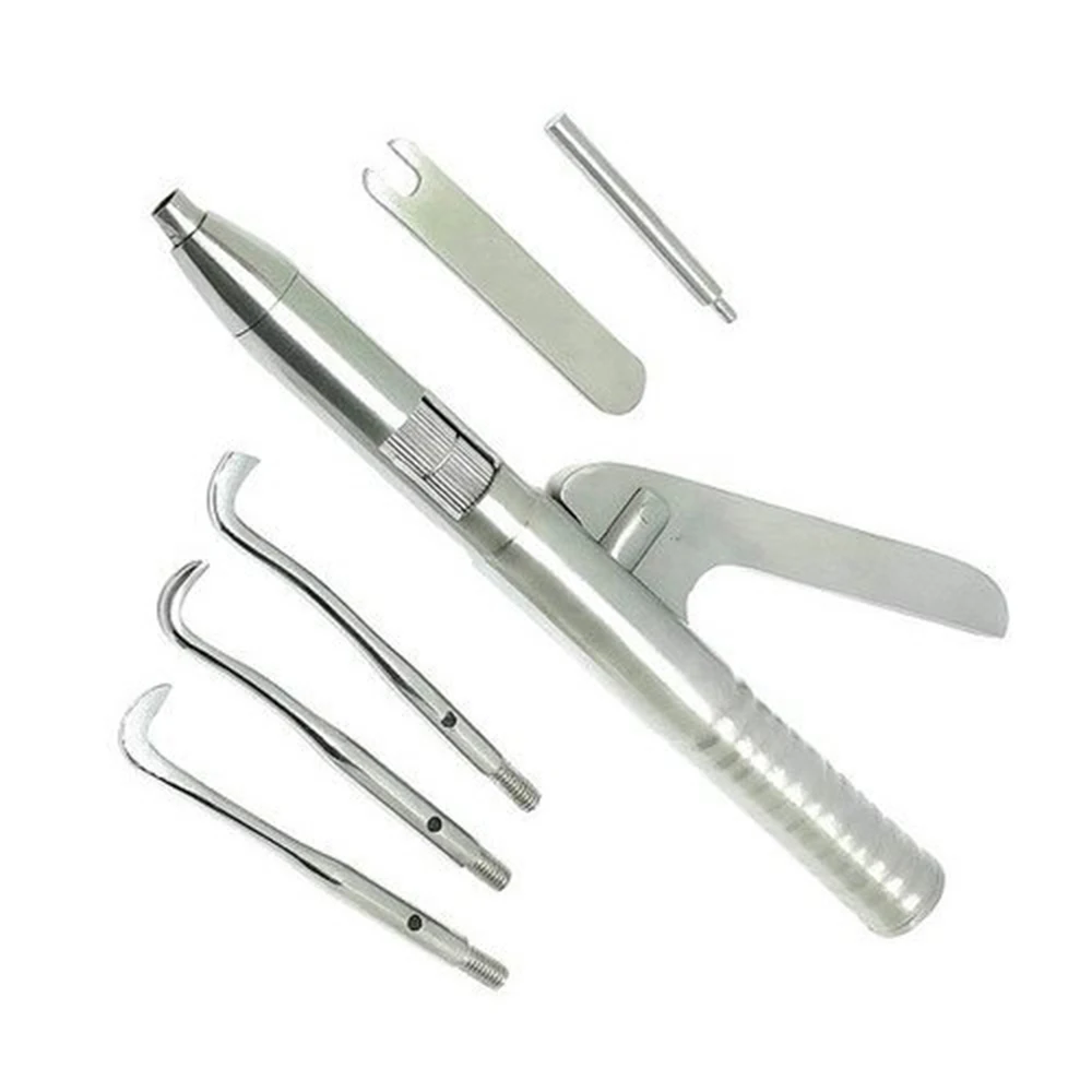 Automatic Single Handed Stainless Steel Dental Crown Remover Gun Kit 5 Inserts Surgical Instruments Basis Crown Bridges Removal