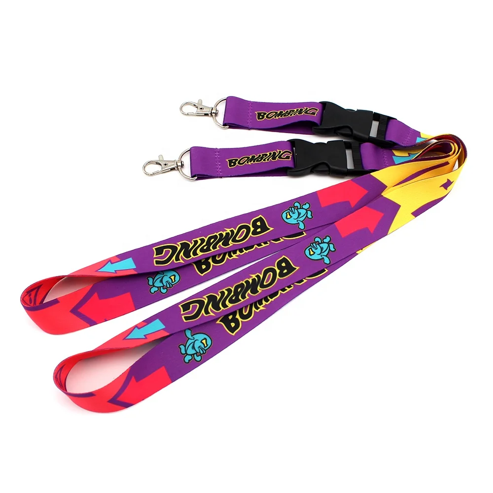Promotional Price Volume Produce Custom Round Key Ring Heat Transfer Printing RPET Lanyard