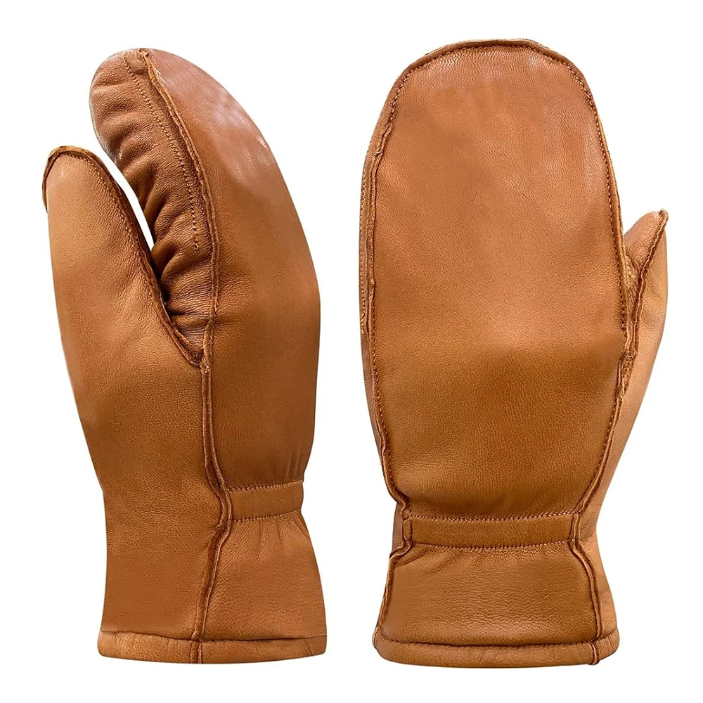 Top Quality Cold Winter Water Proof Wrist Strap Leather Mitten Gloves Outdoor Sports Winter Ski Mittens Leather Gloves