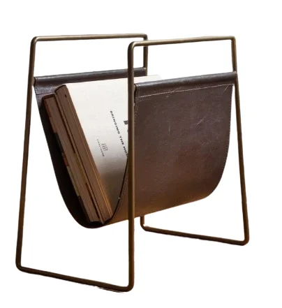 Best Quality Magazine Rack Simple Metal Leather Multi-Purpose Small Newspaper Rack Floor Magazine Storage Rack
