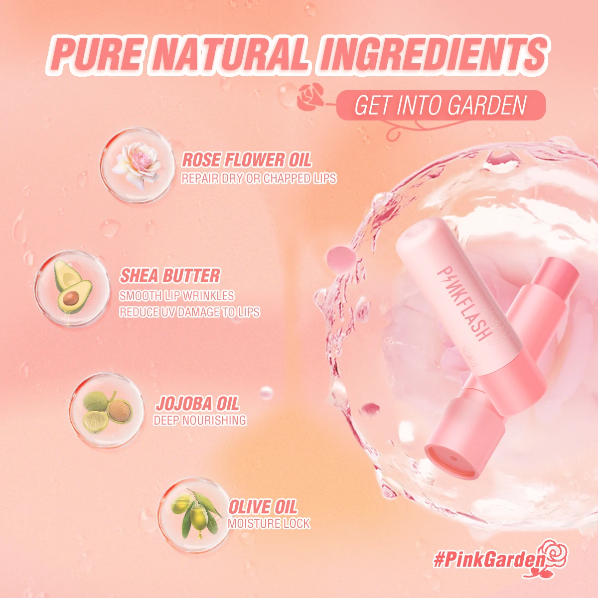 PINKFLASH PF-L03 Winter Lip Care Product Cute Lip Balm Moisturizing Pink Lips Balm