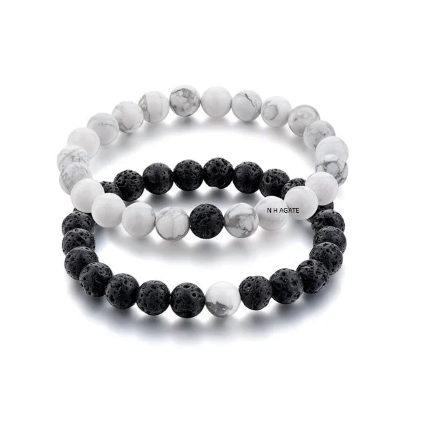 Высококачественный Браслет Howlite из драгоценных камней и лавового камня: Оптовый браслет: Оптовая продажа смешанных купить у N H AGATE