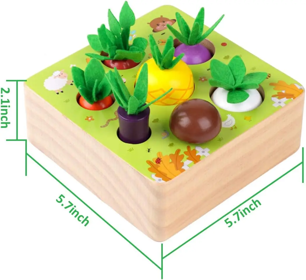 Wooden Farm Harvest Game Montessori Toy Educational Learning Toy Shape Sorting Vegetable & Fruits Toy