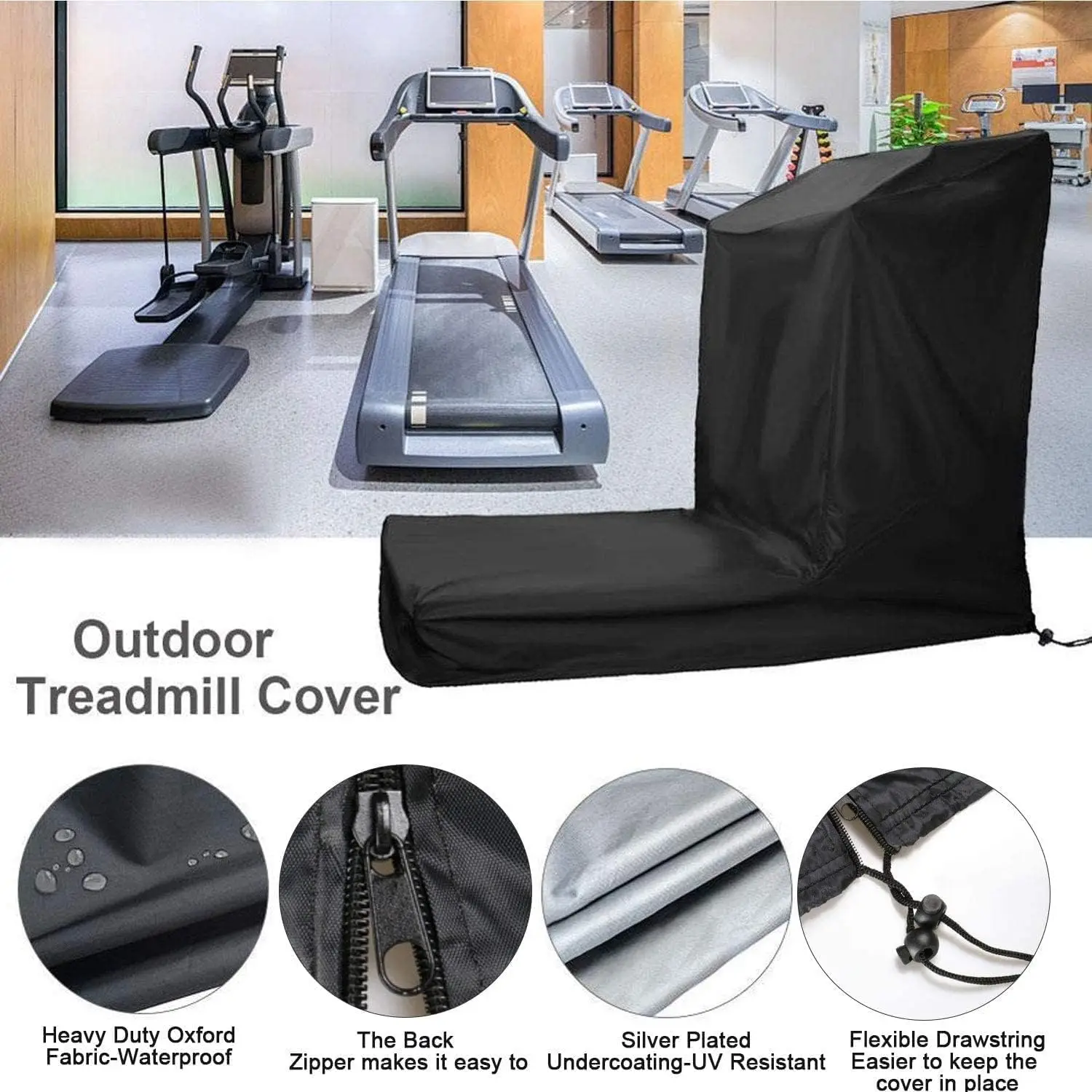 Treadmill Cover Waterproof Dustproof Running Machine Cover With Windproof Drawstring for Home Gym Indoor Outdoor