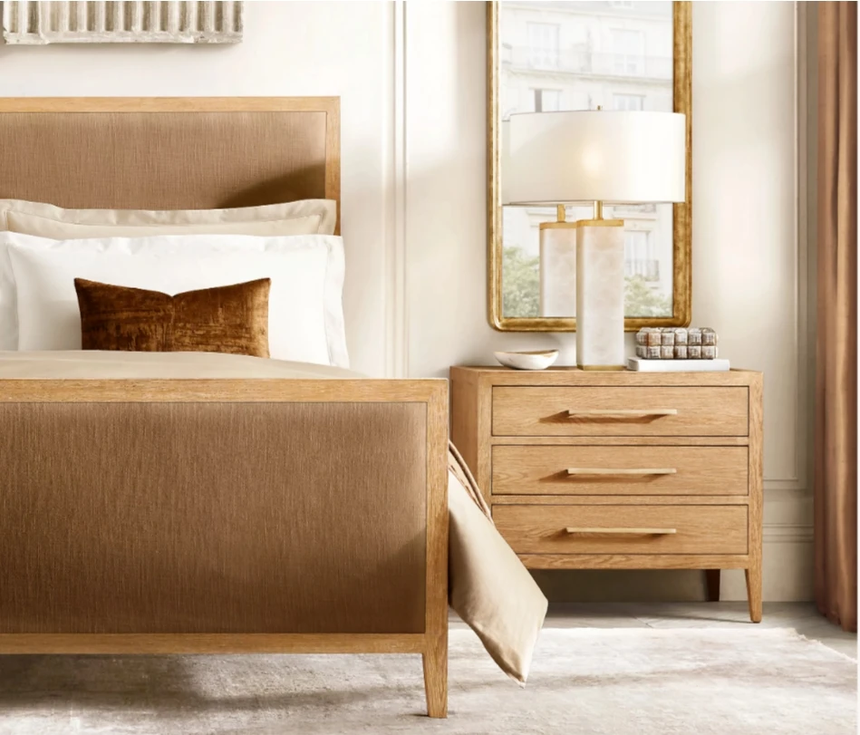 Mid Century Modern Customizable 3-Drawer Wooden Nightstand Luxury Hotel Villa Bedside Chest for Bedroom and Apartment Furniture