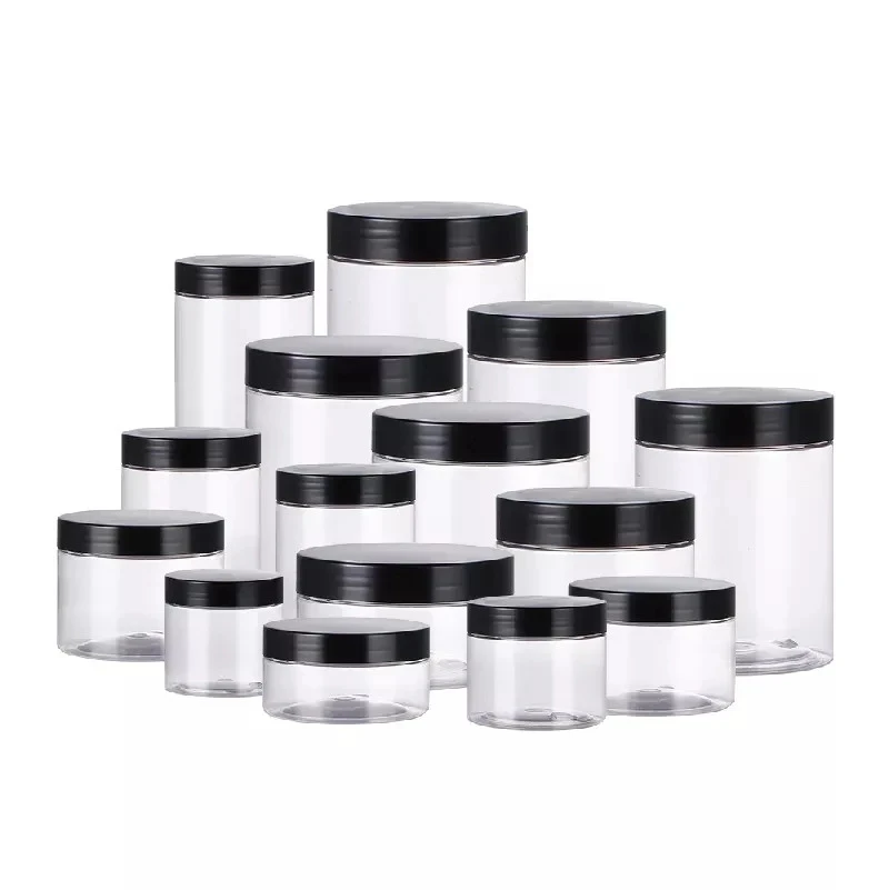 Hot Sale PET Transparent Plastic Jar With Lid Cosmetic Container Empty Face Cream Jar For Skincare Cream And Body Butter