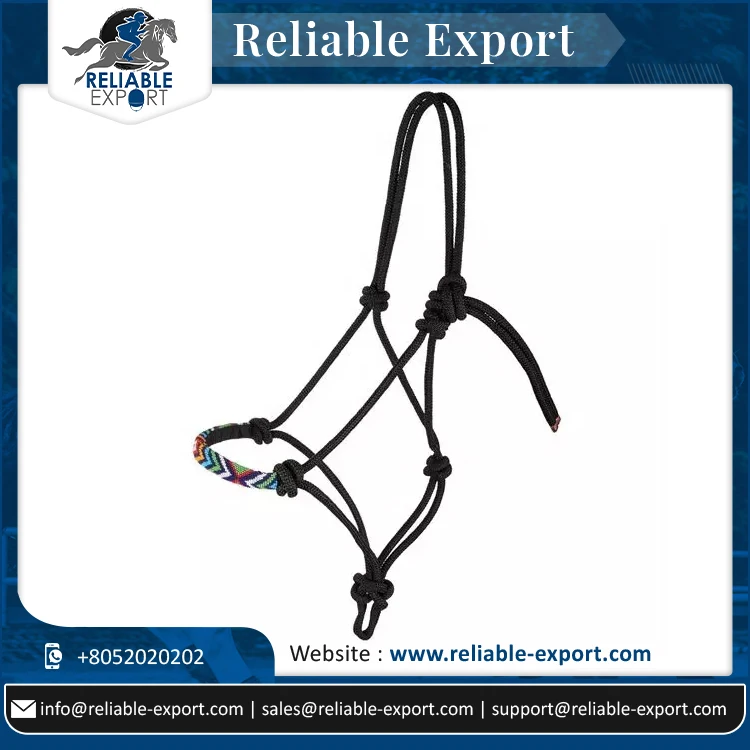 Adjustable & Durable Braided Rope Horse Riding Halter With Designer Noseband Available in Multiple Designs