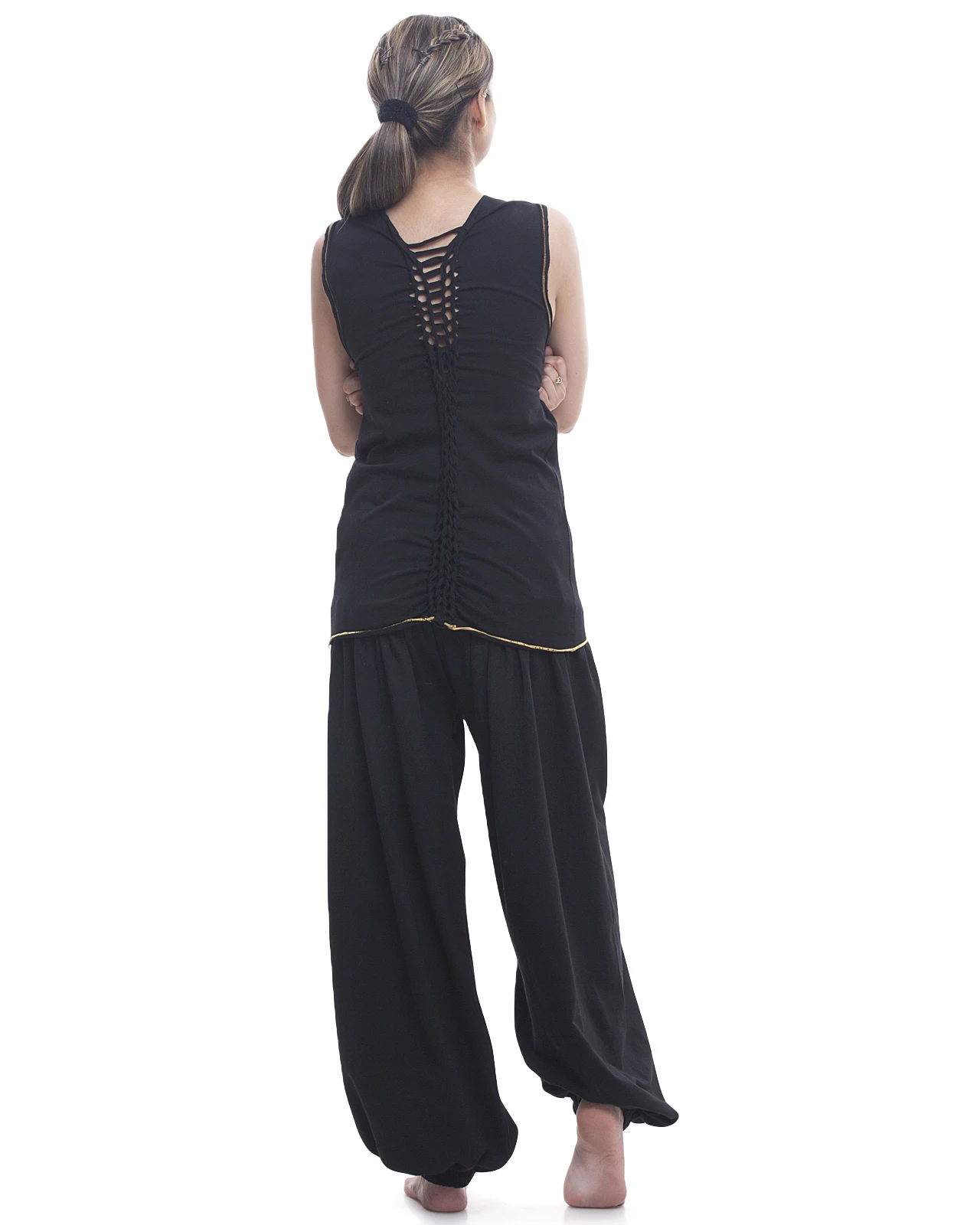 Organic Sleeveless Yoga Top with Caricature Outline Print Comfortable Fit for Yoga, Gym or Causal Wear for Adults Females