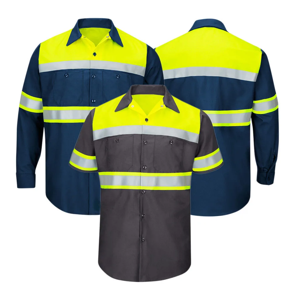 High Quality Reflective Safety Mens Shirts High Vis Safety Shirt Custom High Visibility Construction Workwear Safety Shirt