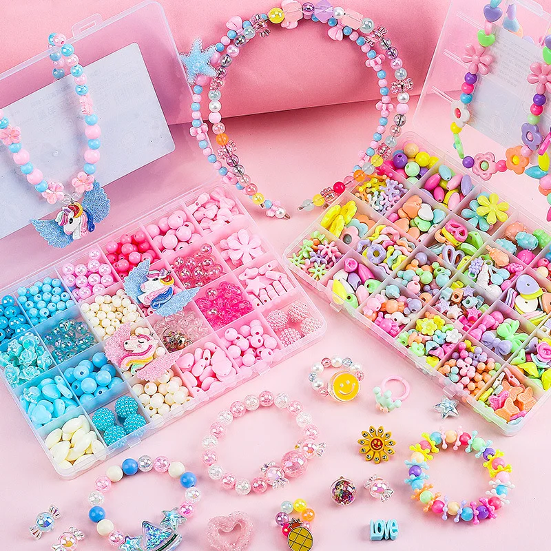 Wholesale plastic pearl Set Handmade case toys mixed pearl set Acrylic beads Jewelry accessories for kids