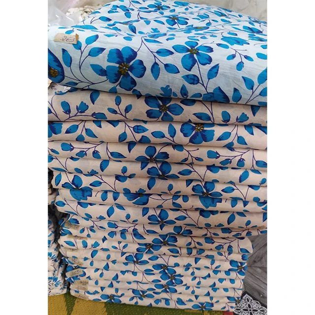 Beautiful Hand Printed Fabric For Dress Indian Cloth Textile Cotton Multi Use summer wear fabric Manufacturer Price India