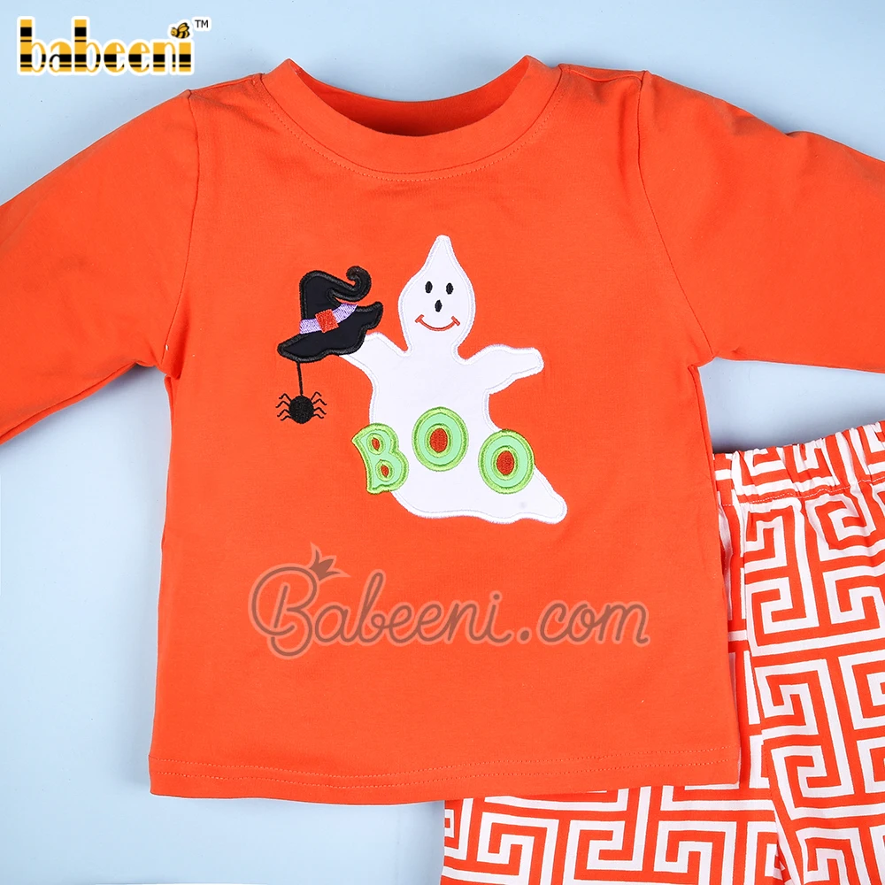 Lovely boy Boo appliqued set ODM OEM wholesale smocked children clothing set Babeeni brand - BB2122