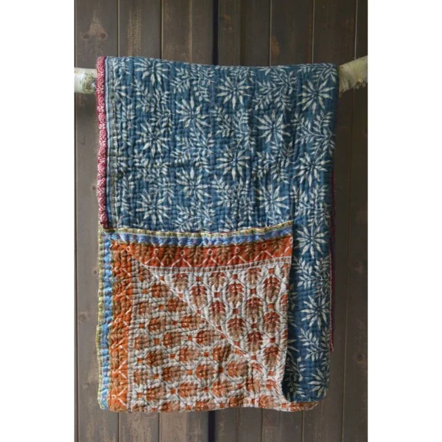 Лидер продаж индийское высококачественное одеяло из чистого хлопка с цветочным принтом оригинальное винтажное Kantha оптовая продажа