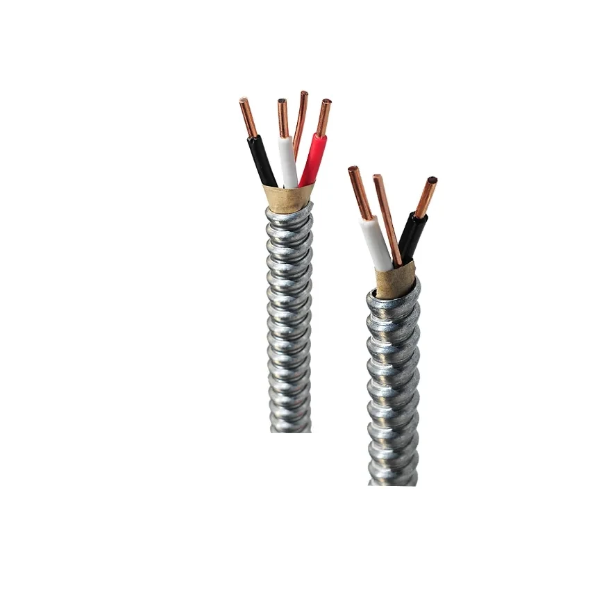 14/2 Type 250-Feet 14-Gauge 2 Conductors MC Solid Metal Clad Cable with Aluminum Armor and Green Insulated Ground Wire Grey