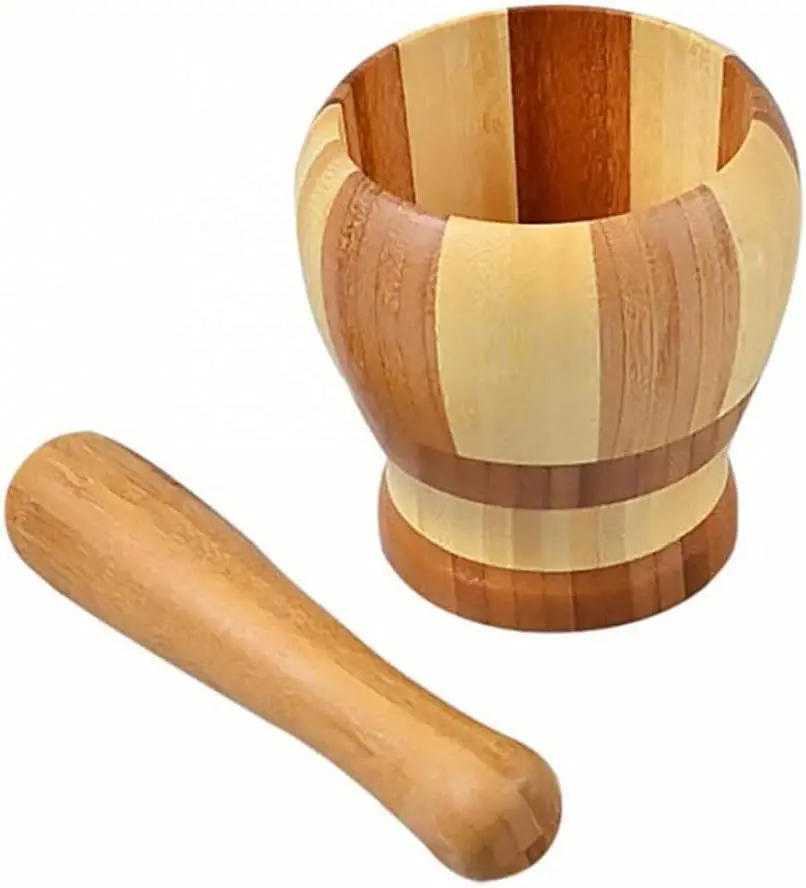 Zero Waste Natural Wood Mango Garlic Press Ginger Crusher Spices Grinding Set Garlic Mincer Herb