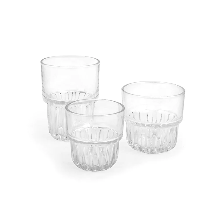 Crystal stackable ribbed iced cream cups water beverage cocktail glasses