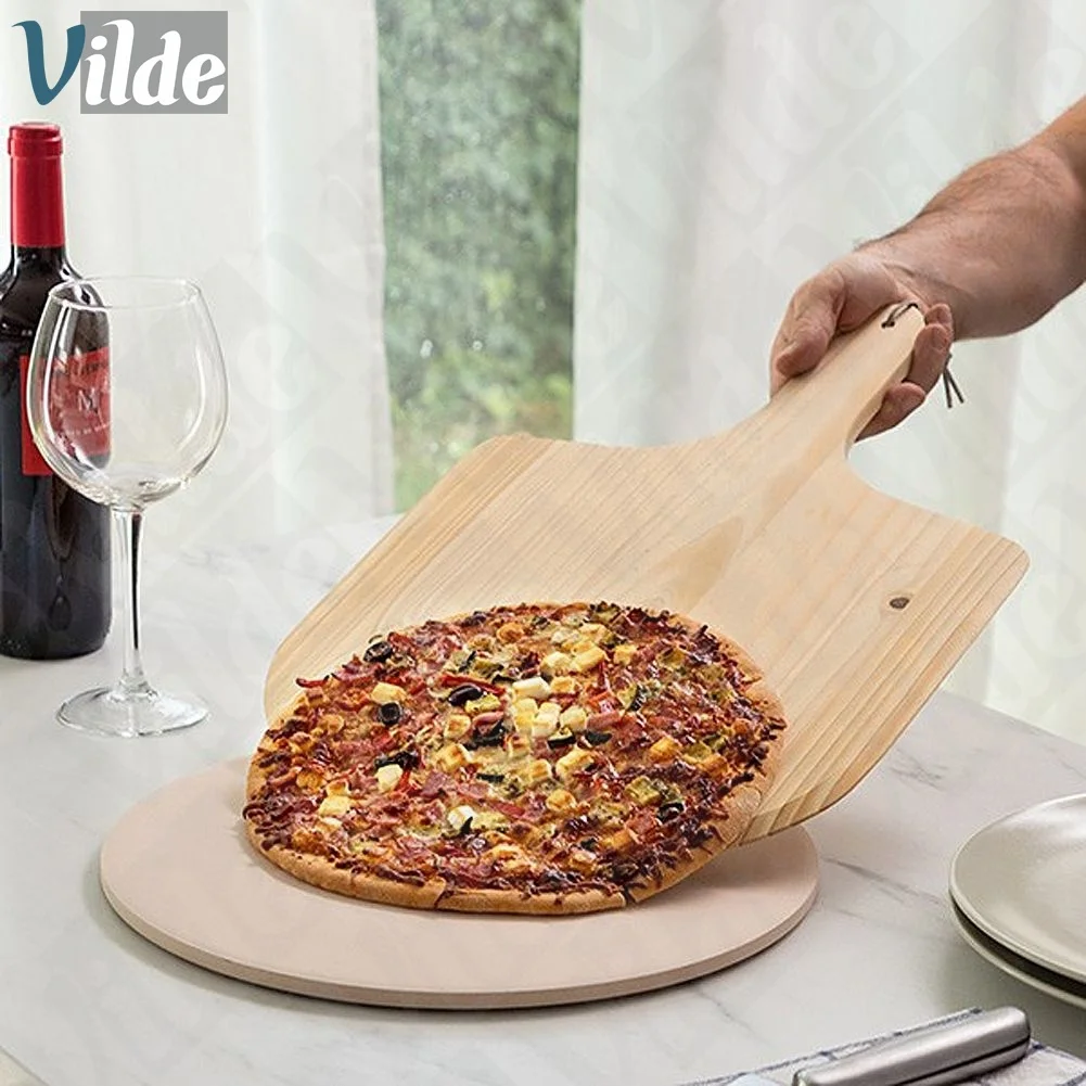 Pizza Stone Chamotte with Shovel and Knife 3 pcs