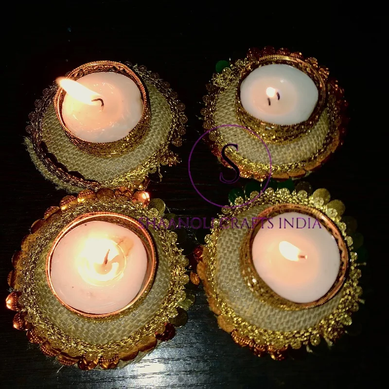 Handmade Jute Tea Light Holder Diwali Diyas Home Decor Christmas Decoration Table Top Wedding Gift Candle Holder Designer Candle