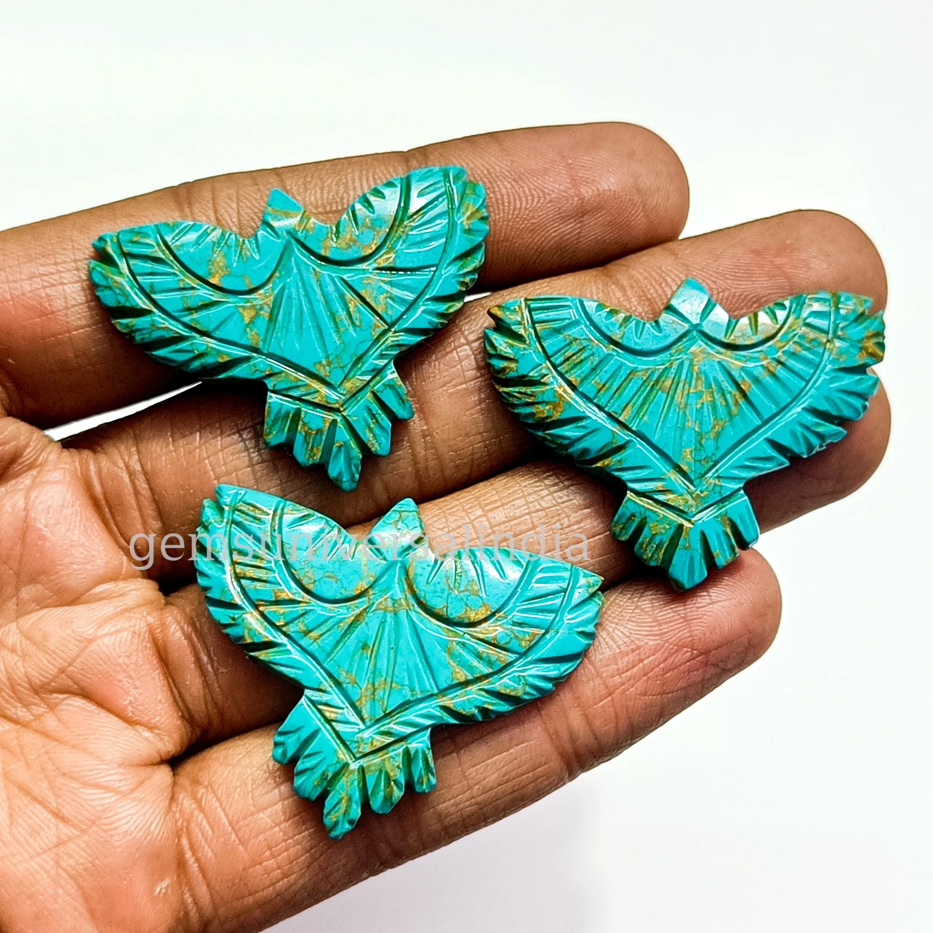 Copper Turquoise Eagle Carved Gemstone, AAA Copper Turquoise Eagle Shape Gemstone, Loose Stone Carving for Pendant Making, 40mm