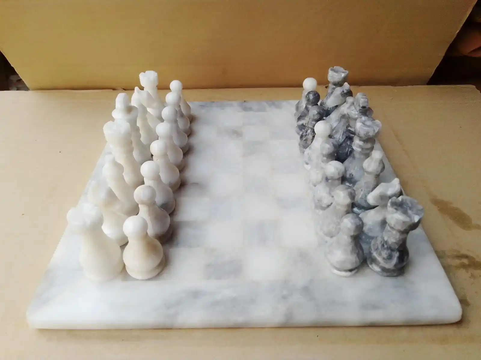 12 inch Chess Game Board Set , 16 inch Green Onyx Handicraft , 15 inch White Black Marble Chess Board Sets with figurine