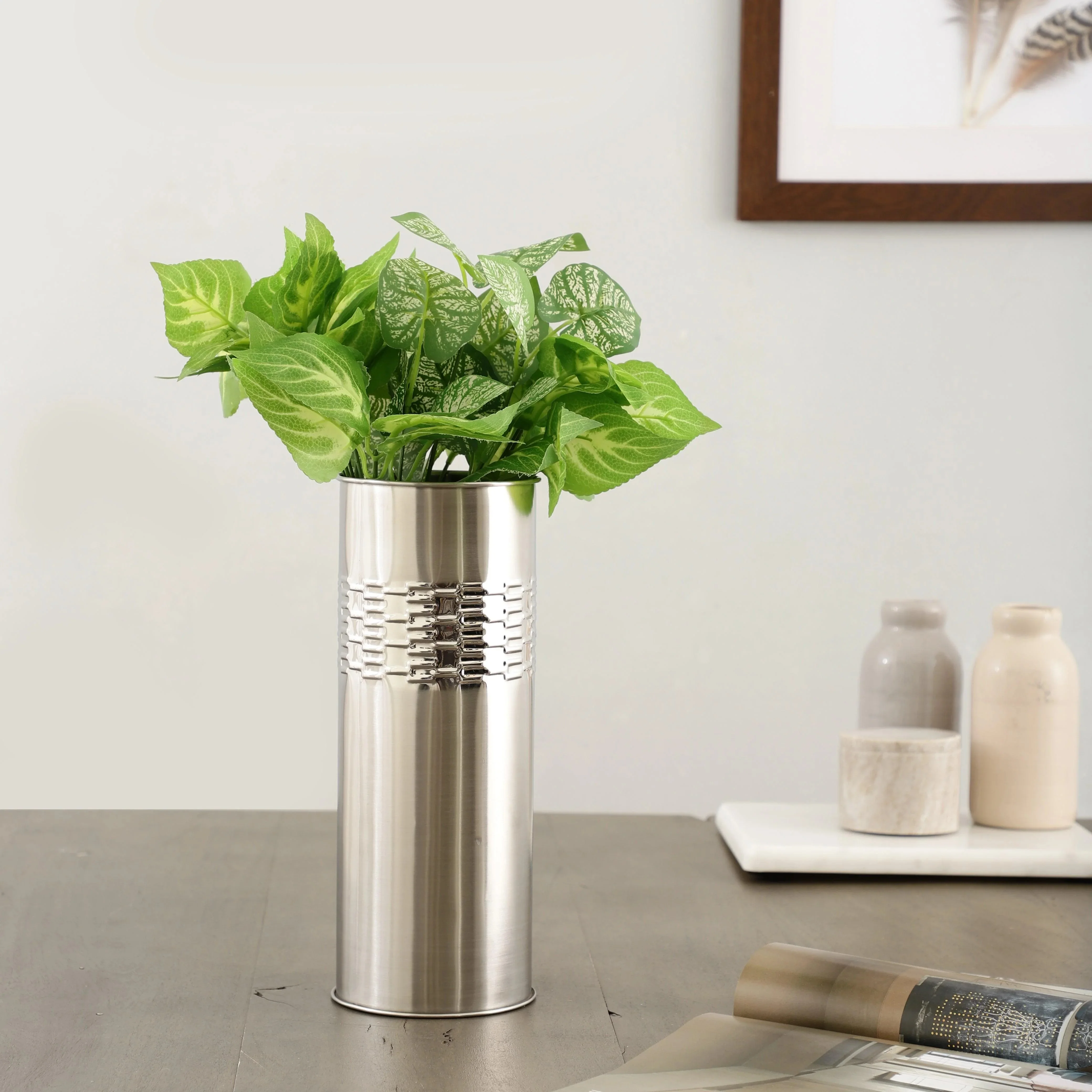 Stainless Steel Flower Vase Elegant Style for Tableware Home Decorative Metal Steel Home Goods Flower Vase for Wedding Gift Pot