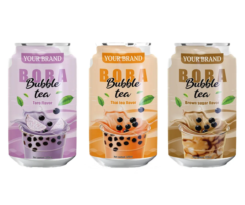 Wholesale 330ml Canned Bubble Milk Boba Tea Drinks Beverages and Toppings Pearls Black Hot Selling - Free Sample - Free Design