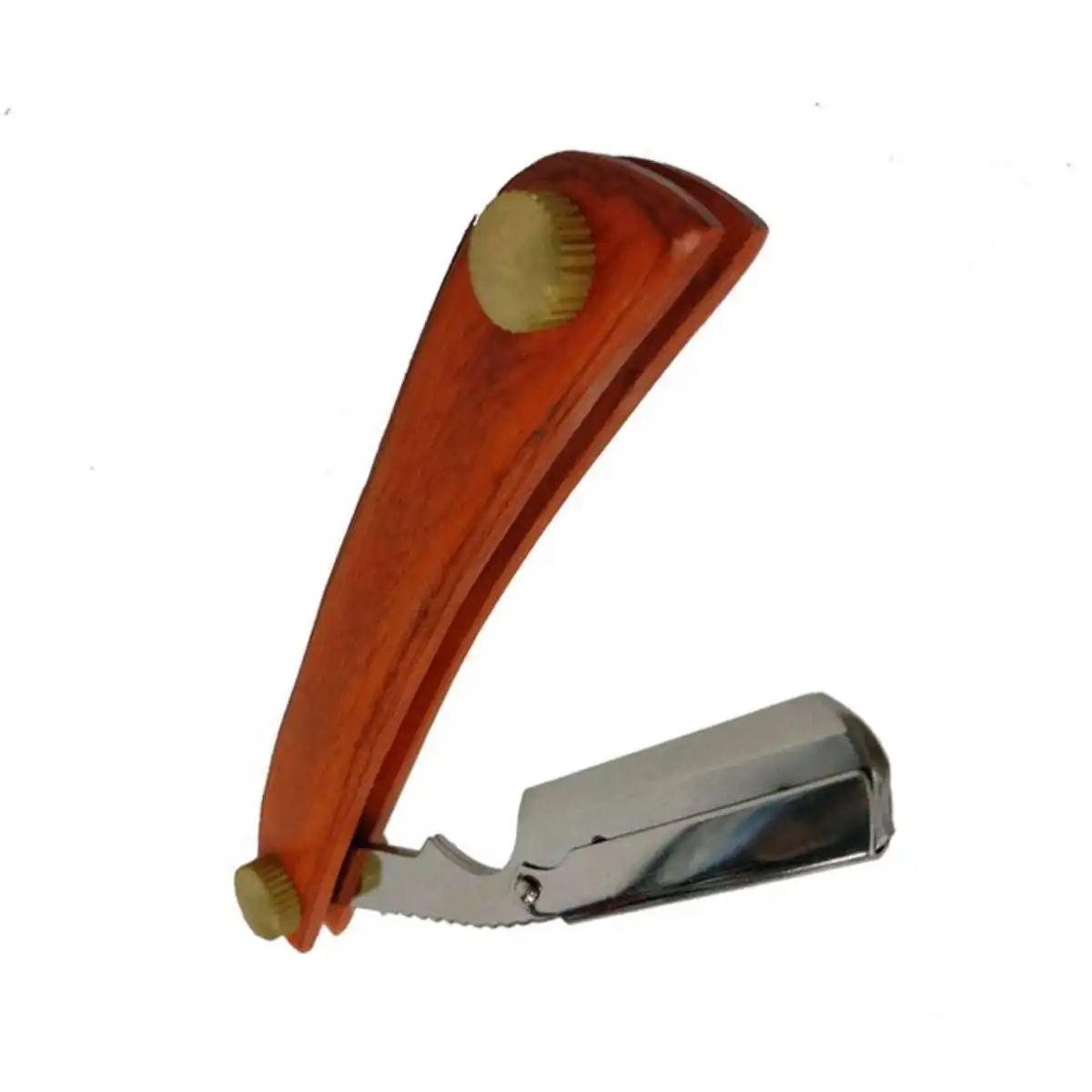 Professional Quality Reusable Razor Stainless Steel Blade Leaf Style Foldable Manual Shaving Wooden Handle Cut Throat Razor